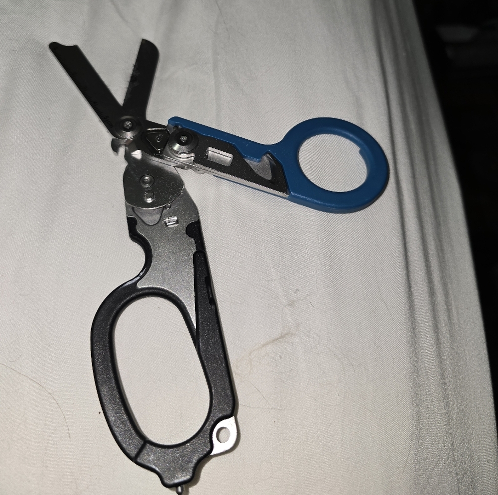 Multifunctional Scissors with Blue and Black Handles